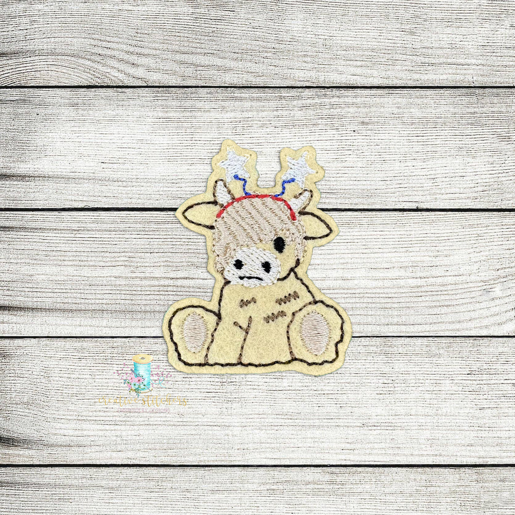 4th Highland Cow Feltie Digital Embroidery Design File