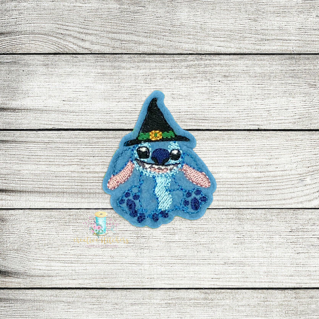 Blue Alien Witch Feltie Digital Embroidery Design File