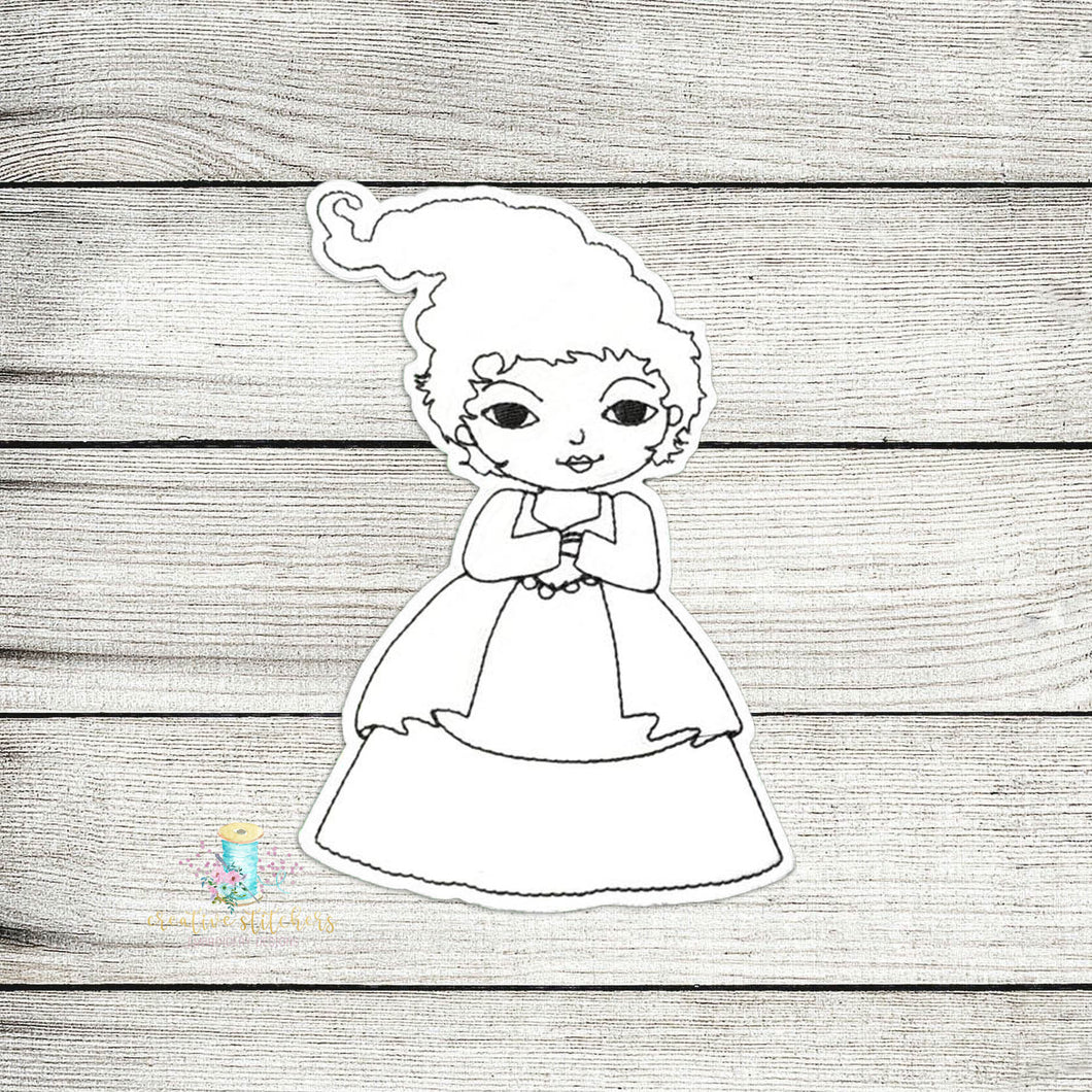 Black Hair Sister Witch Coloring Doll Digital Embroidery Design File