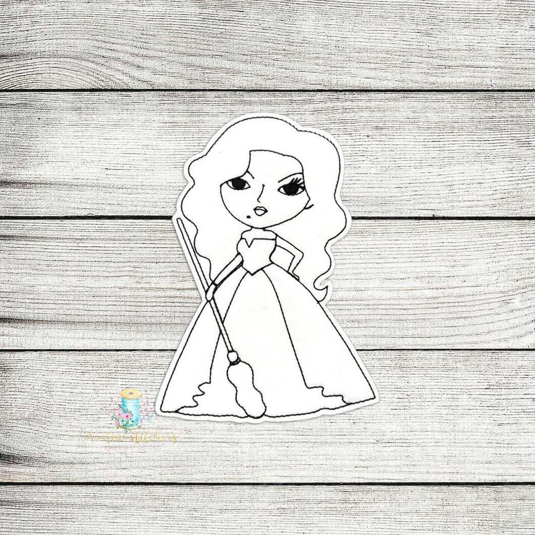Blonde Hair Sister Witch Coloring Doll Digital Embroidery Design File