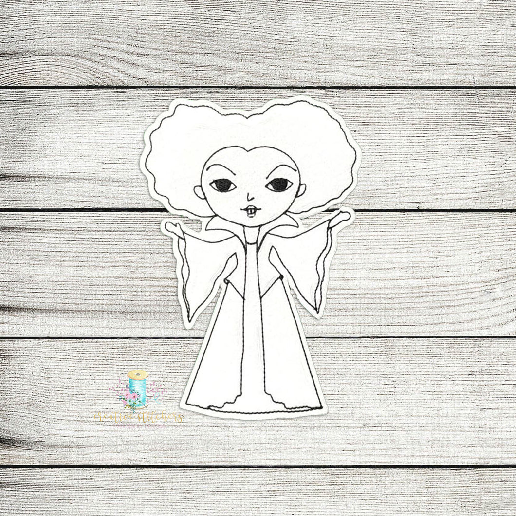 Red Hair Sister Witch Coloring Doll Digital Embroidery Design File