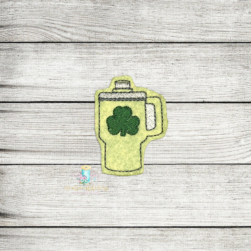 Clover Water Tumbler Feltie Digital Embroidery Design File