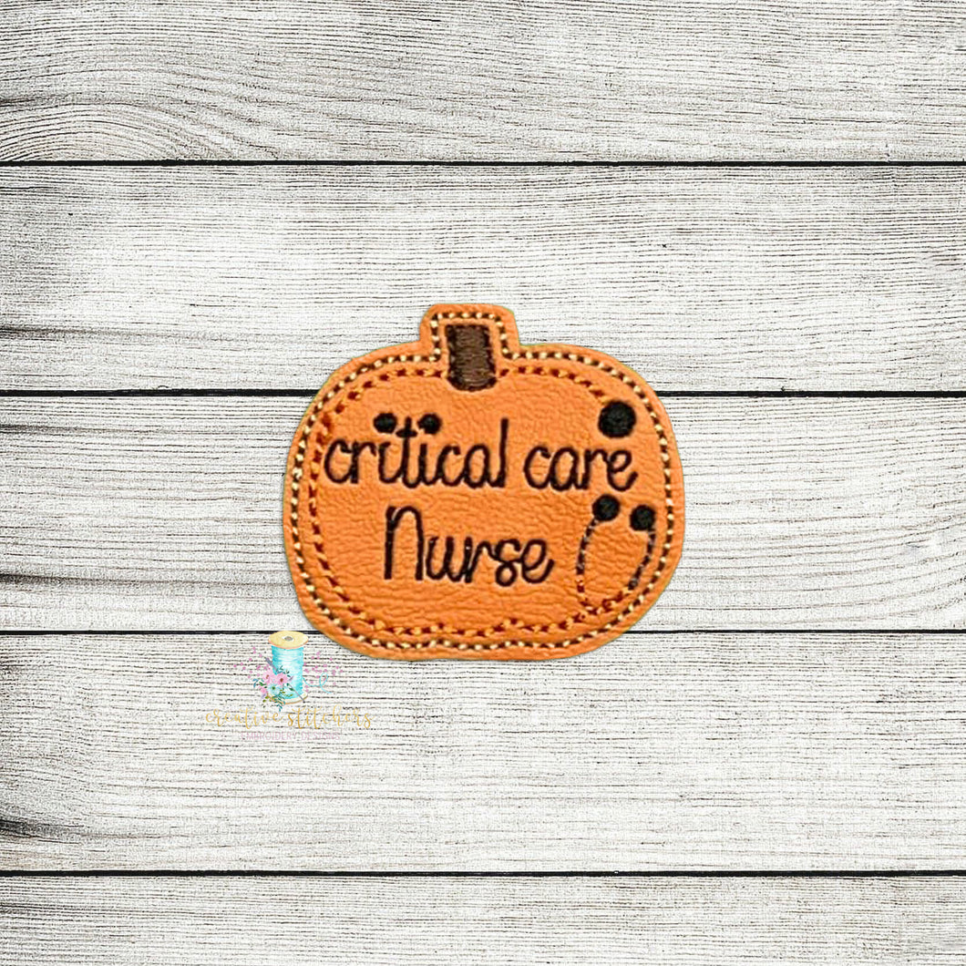 Critical Care Nurse Pumpkin Stethoscope Feltie Digital Embroidery Design File