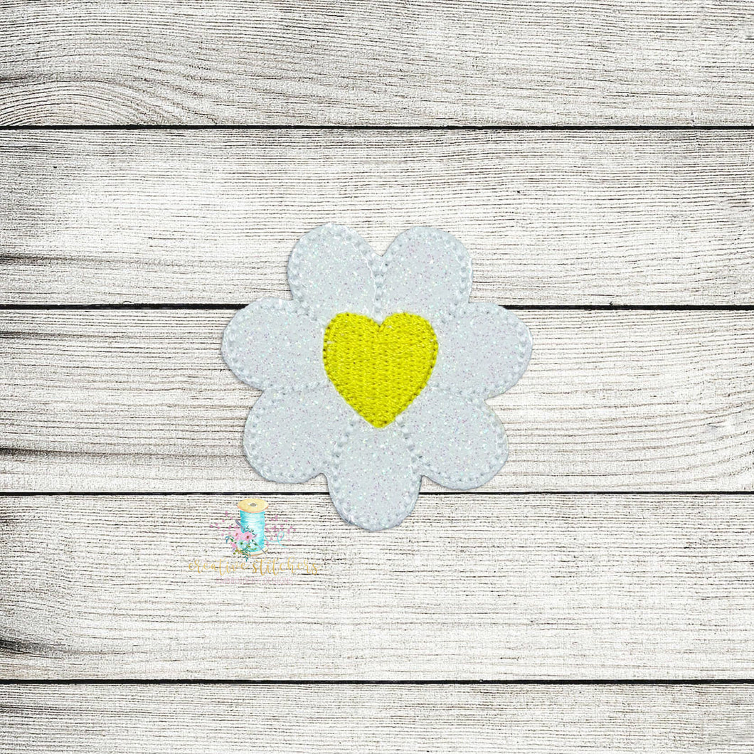 Daisy Heart Feltie Digital Embroidery Design File