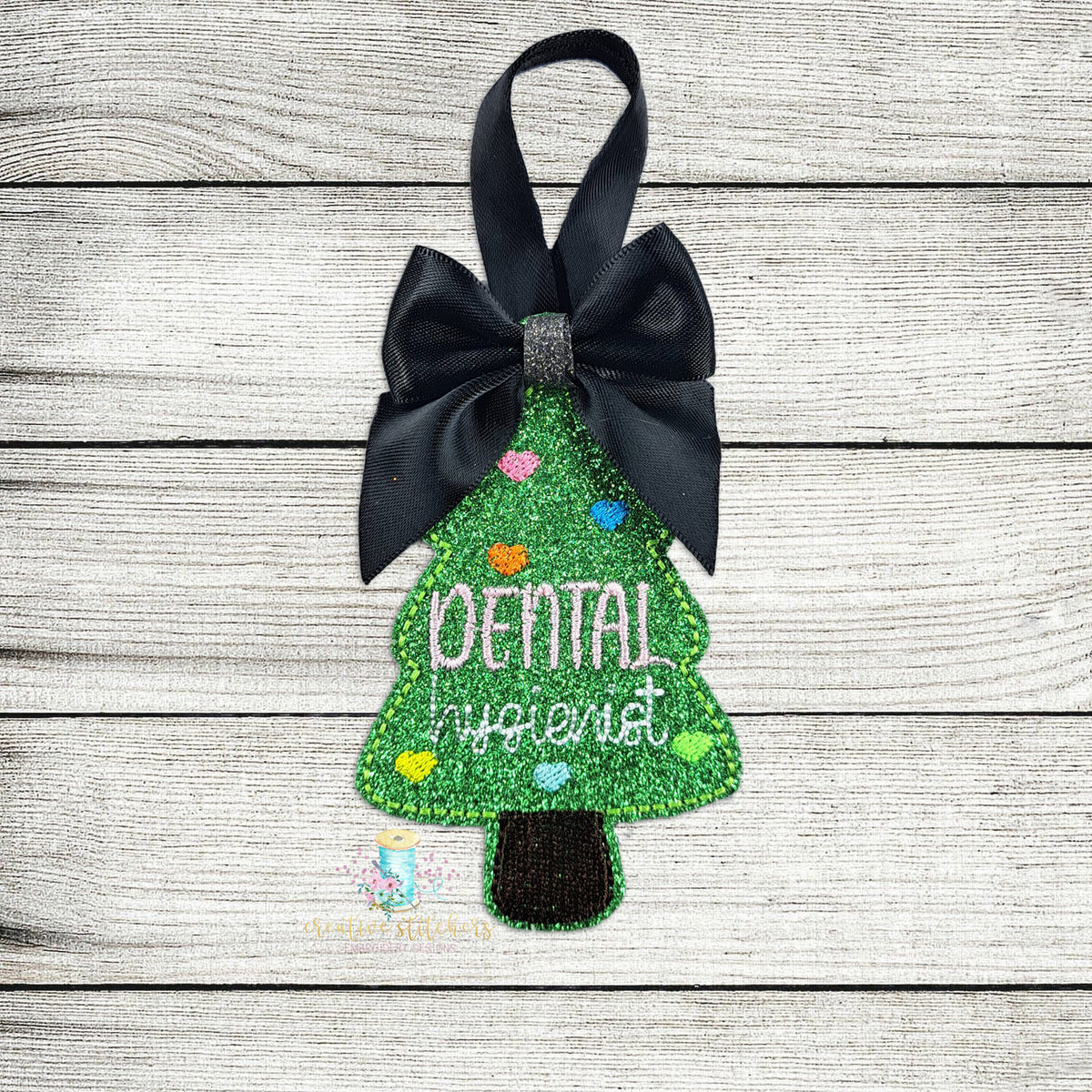 Dental Hygienist Tree Ornament Digital Embroidery Design File