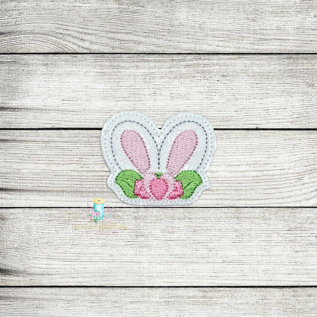 Floral Bunny Ears Feltie Digital Embroidery Design File