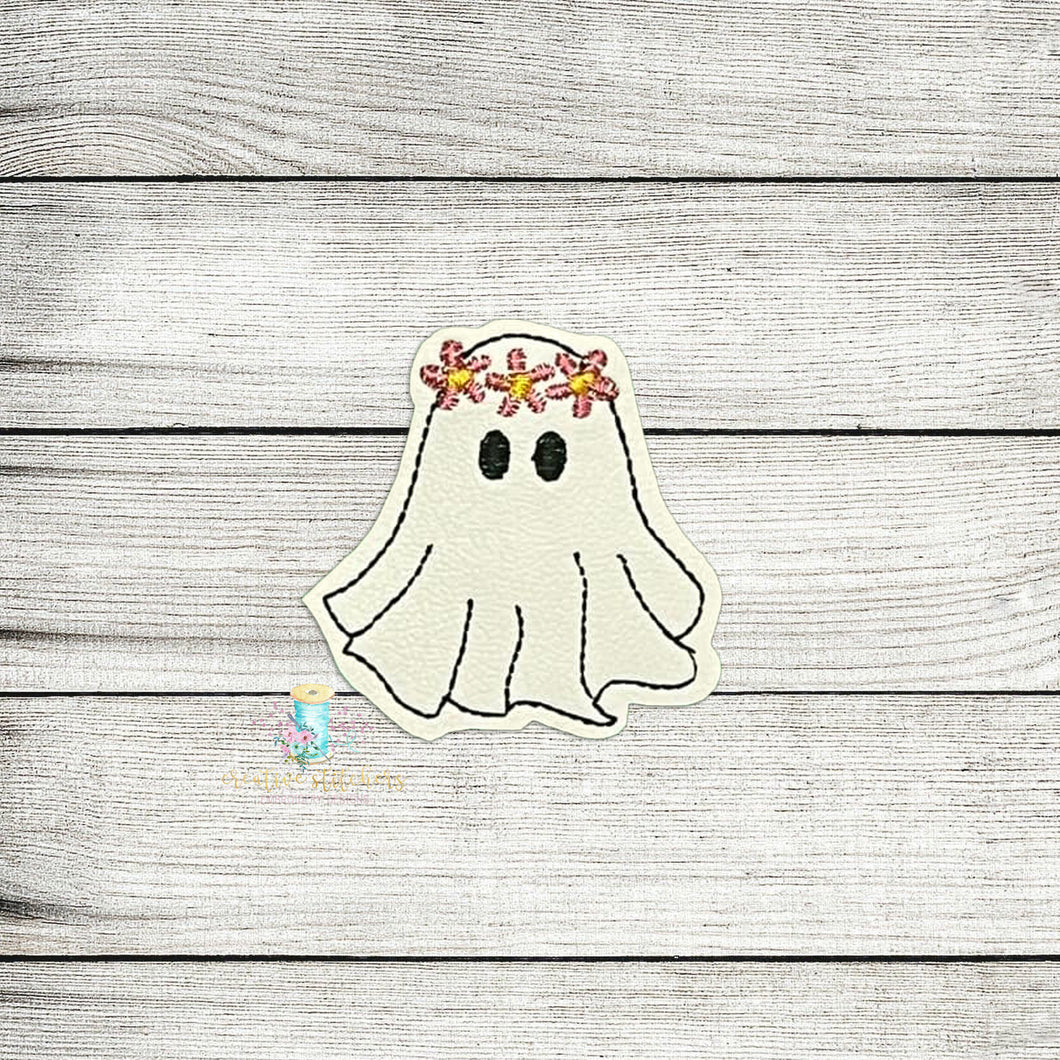 Flower Crown Ghost Feltie Digital Embroidery Design File