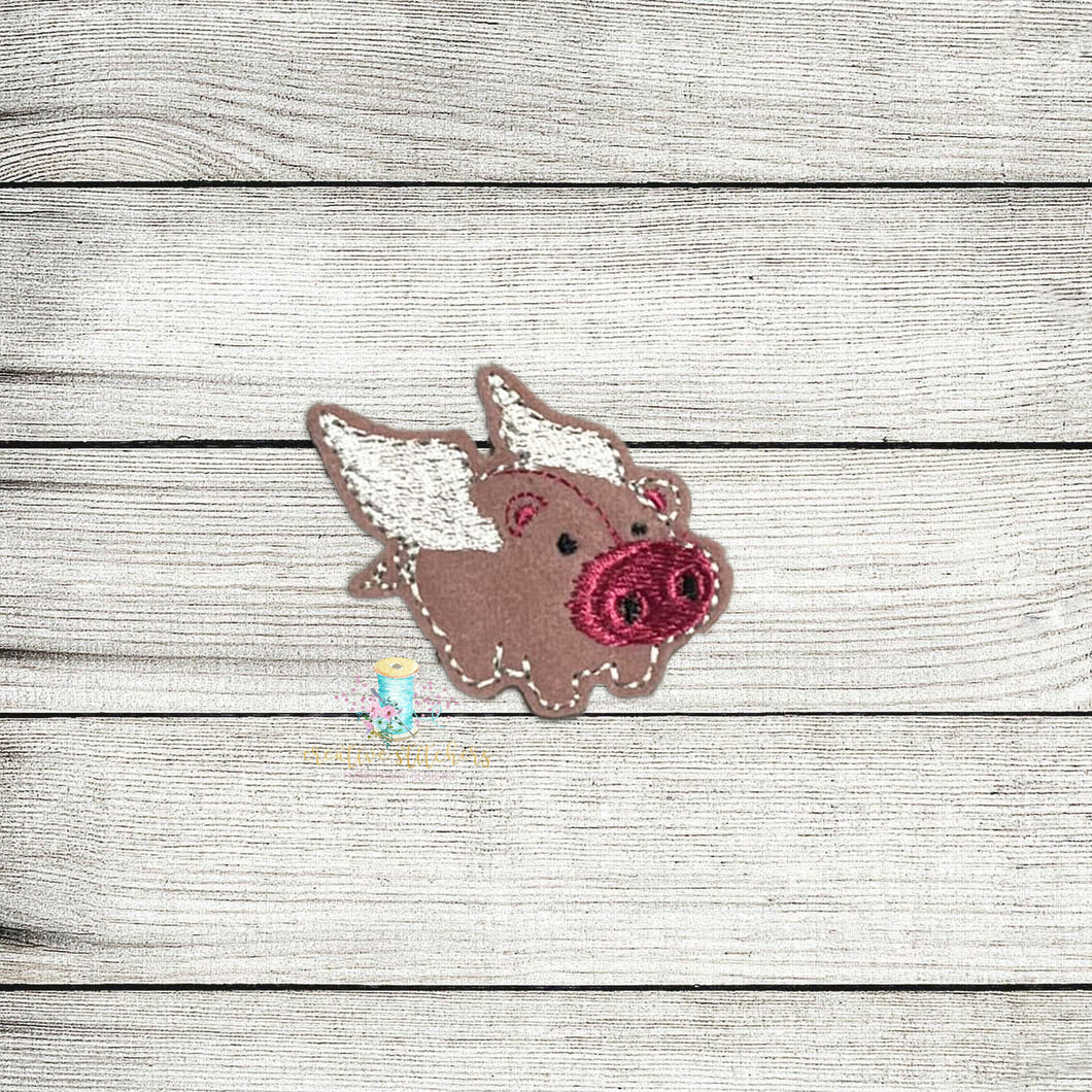 Flying Pig Feltie Digital Embroidery Design File