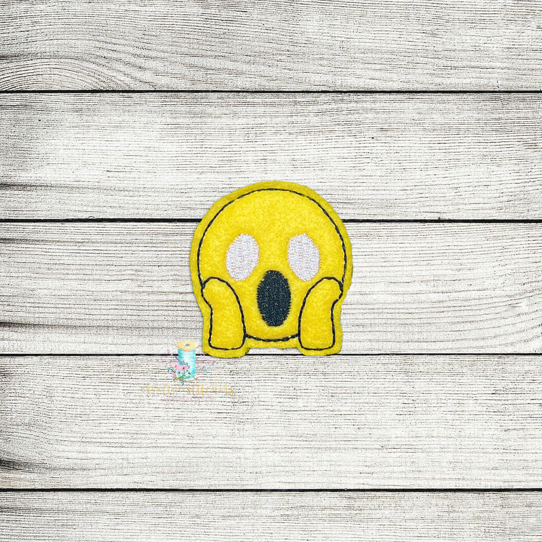 Frightened Emoji Feltie Digital Embroidery Design File