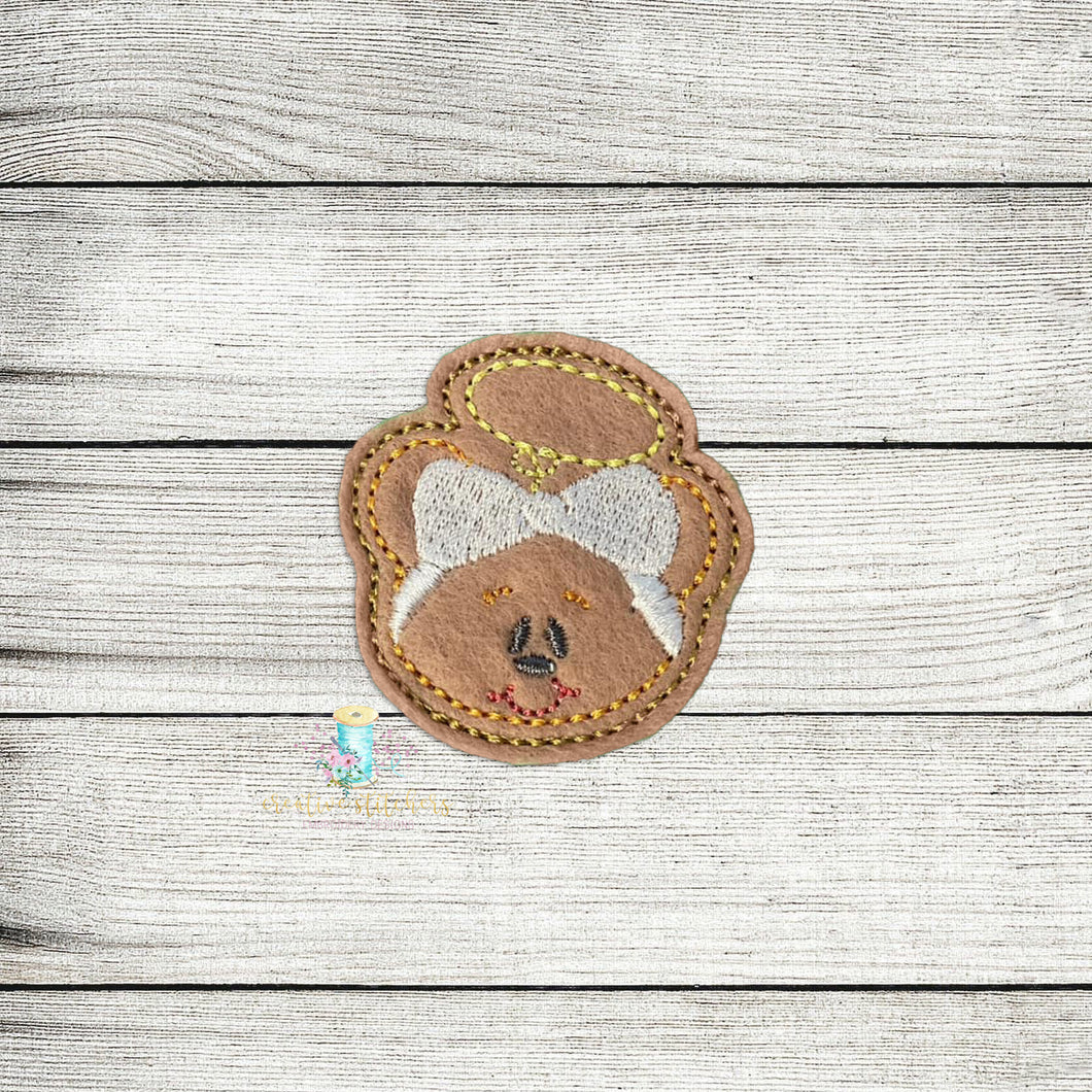 Halo Bear Face Feltie Digital Embroidery Design File