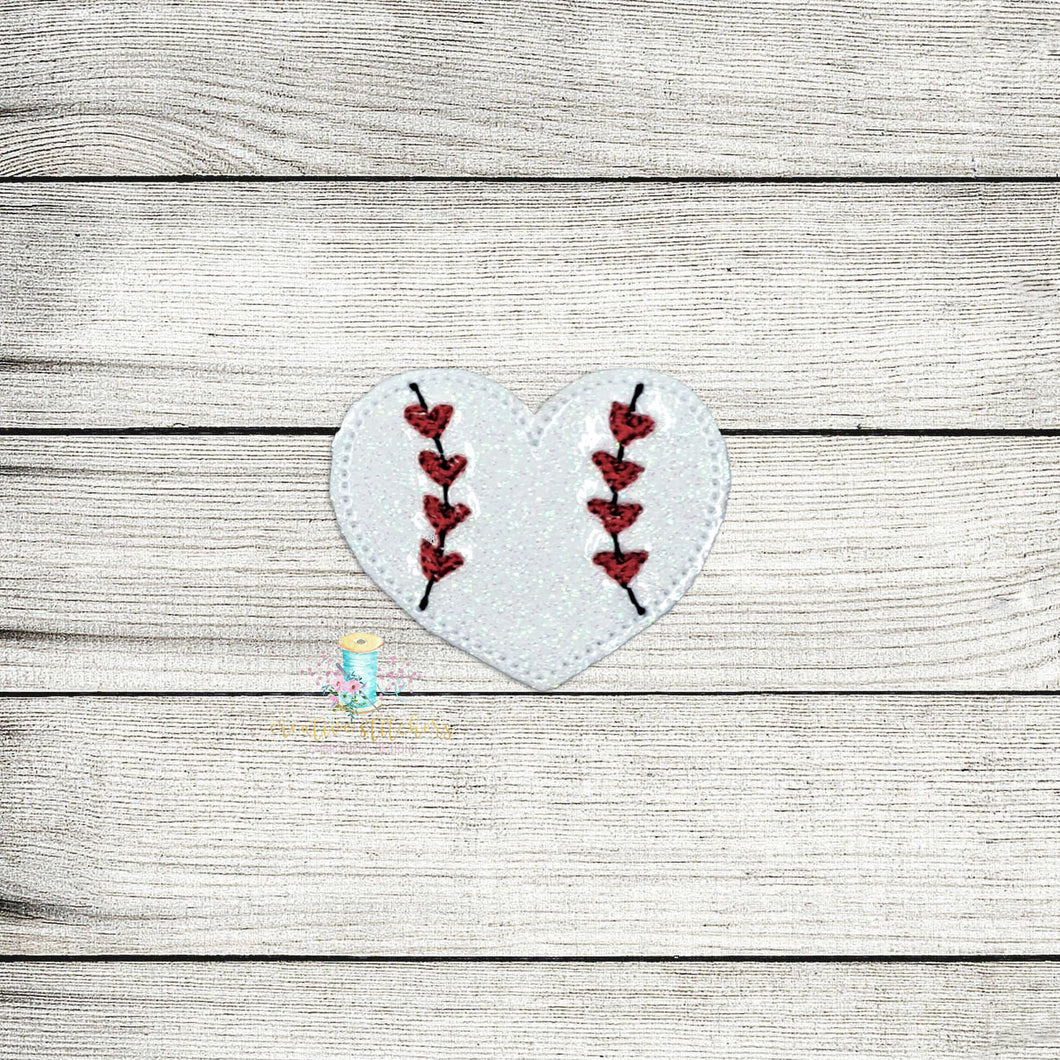 Heart Baseball Stitches Feltie Digital Embroidery Design File