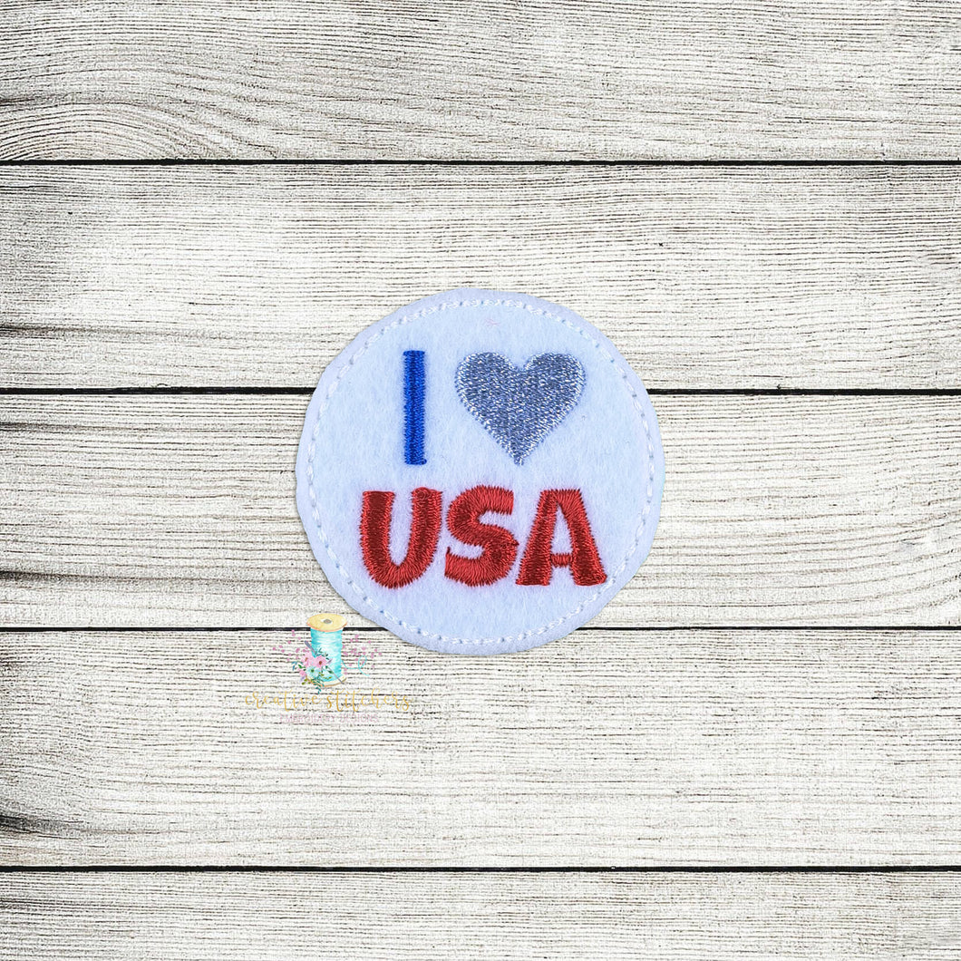 I Love USA Feltie Digital Embroidery Design