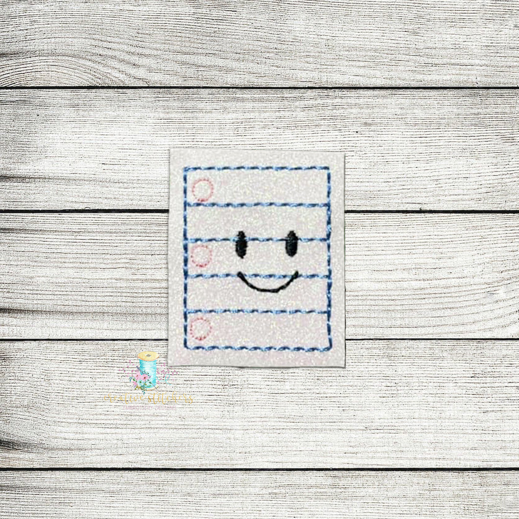 Kawaii Lined Paper Feltie Digital Embroidery Design