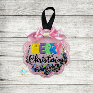 Merry Christmas Shaker Ornament Digital Embroidery Design File