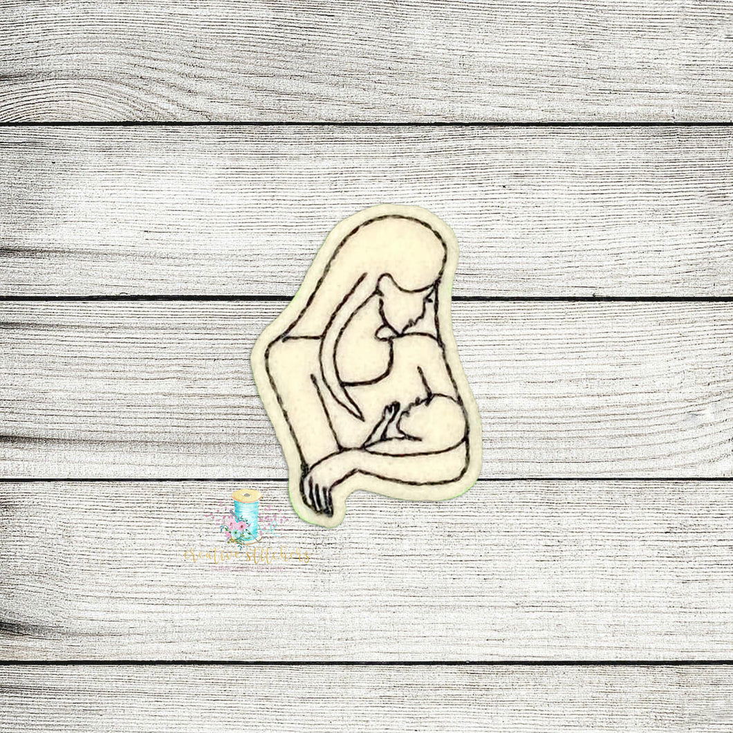 Mom and Baby Silhouette Feltie Digital Embroidery Design File