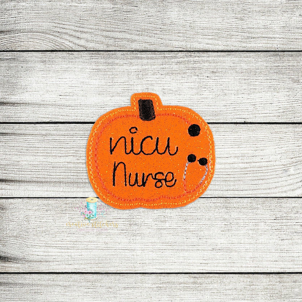 NICU Nurse Pumpkin Stethoscope Feltie Digital Embroidery Design File