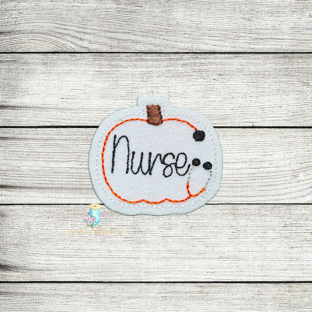 Nurse Pumpkin Stethoscope Feltie Digital Embroidery Design File