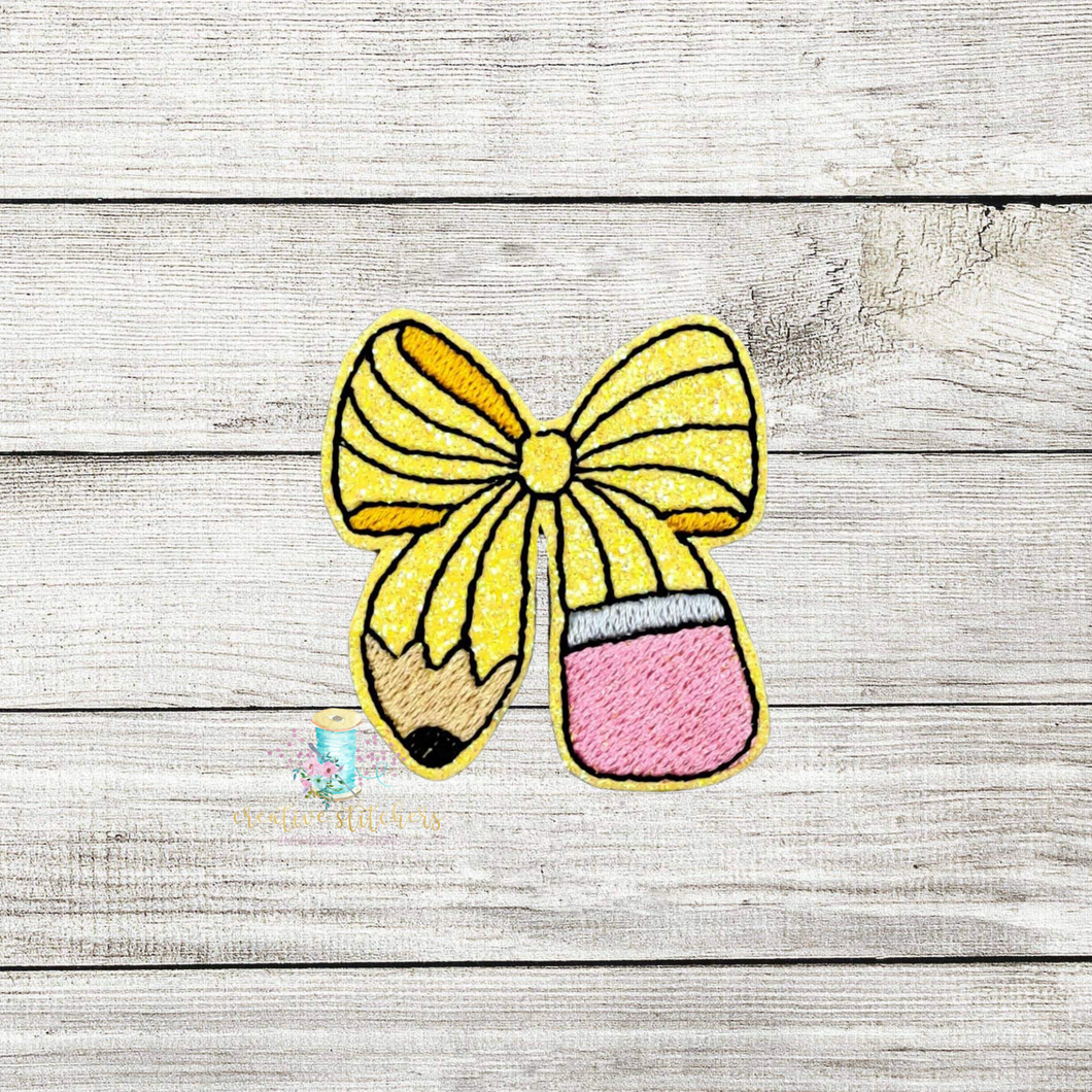 Pencil Bow Feltie Digital Embroidery Design File CP