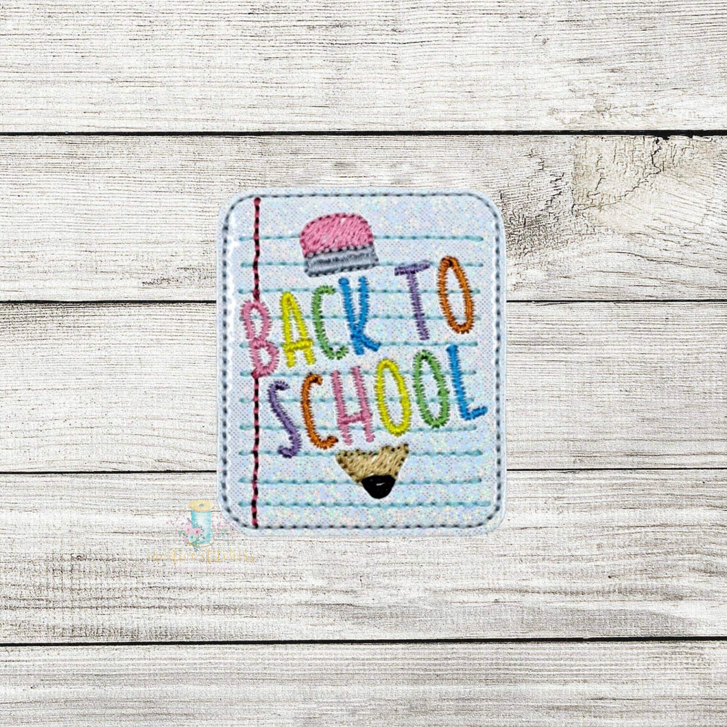 Back To School Paper Feltie Digital Embroidery Design File CP