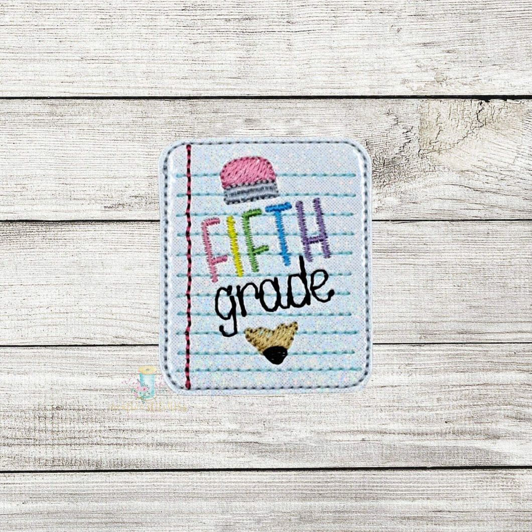 Fifth Grade Paper Feltie Digital Embroidery Design File CP