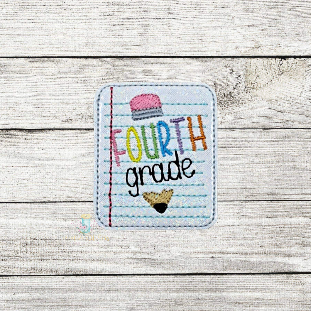 Fourth Grade Paper Feltie Digital Embroidery Design File CP