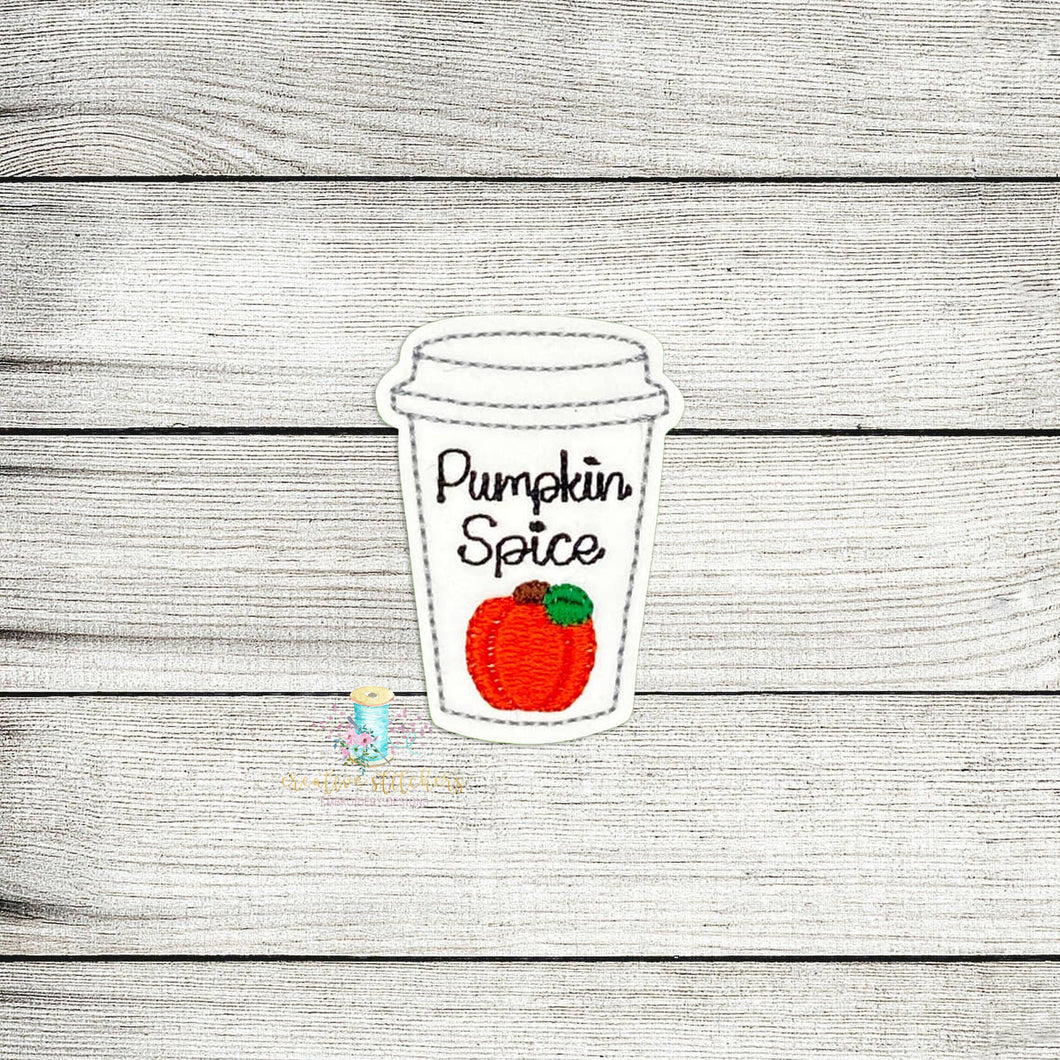Pumpkin Spice Coffee Feltie Digital Embroidery Design File