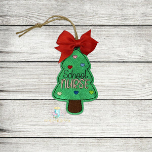 School Nurse Tree Ornament Digital Embroidery Design File