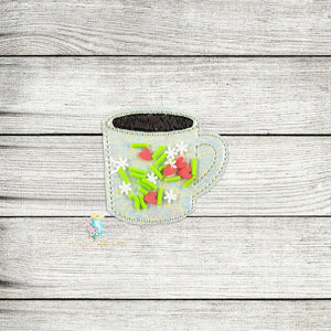 Shaker Coffee Mug Feltie Digital Embroidery Design File