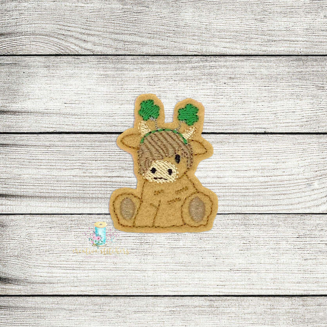 Highland Cow Shamrock Feltie Digital Embroidery Design File