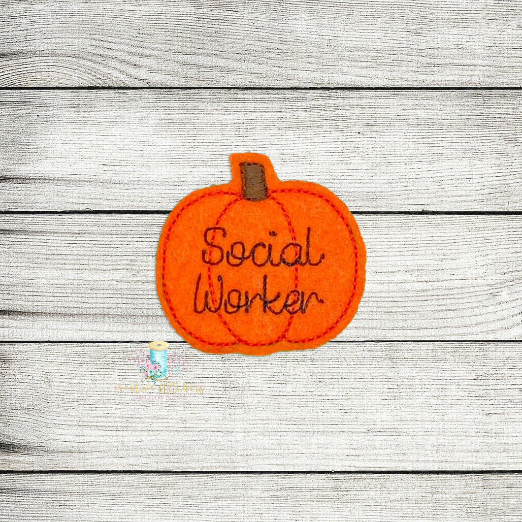 Social Worker Pumpkin Feltie Digital Embroidery Design File