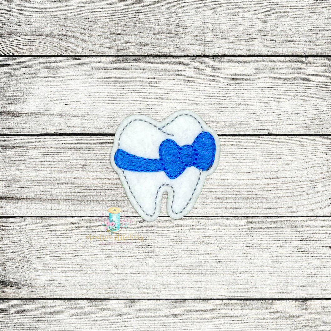 Tooth With Bow Feltie Digital Embroidery Design File