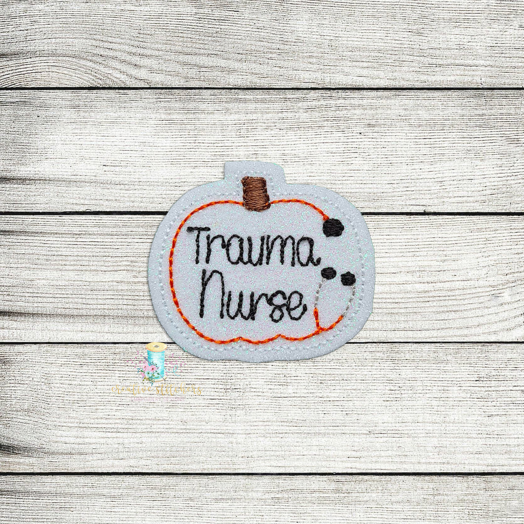 Trauma Nurse Pumpkin Stethoscope Feltie Digital Embroidery Design File