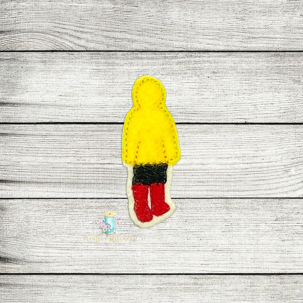 Yellow Raincoat Kid Feltie Digital Embroidery Design File