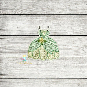 Frog Dress Sketch Feltie Digital Embroidery Design File