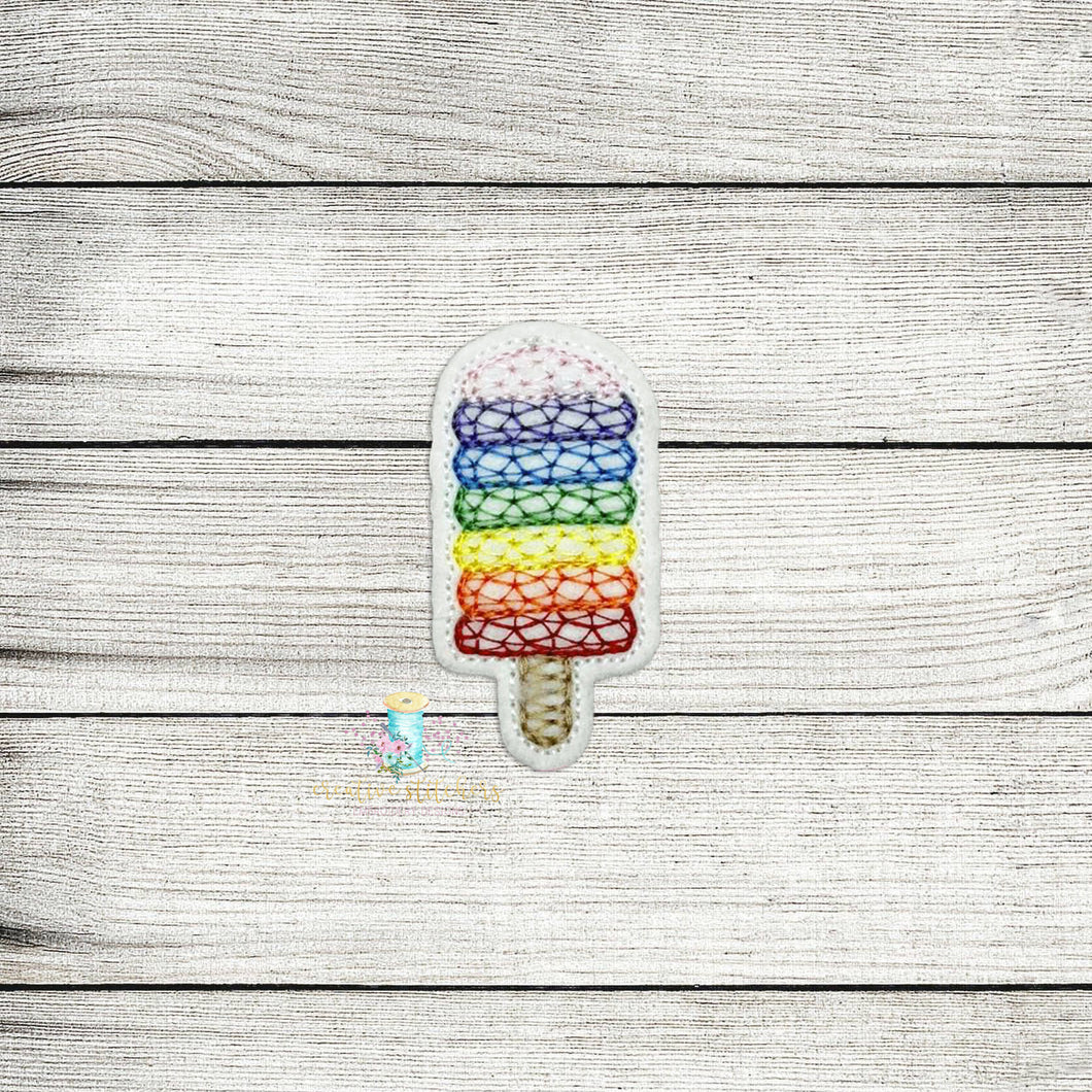 Rainbow Popsicle Feltie Digital Embroidery Design File