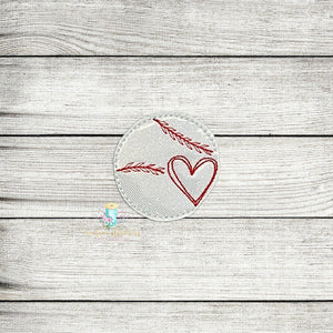 Softball Heart Feltie Digital Embroidery Design File