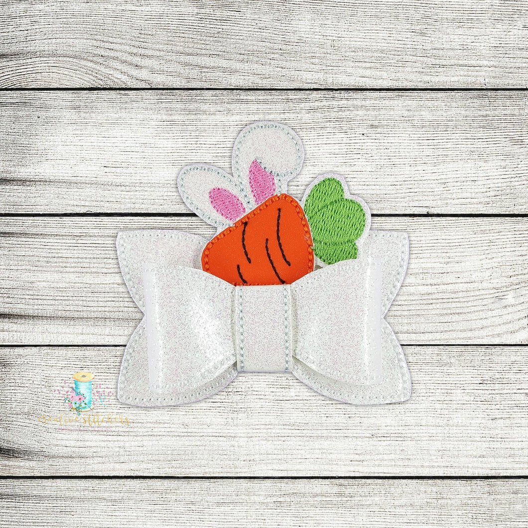 3D Carrot Hidden Bunny Bow With Loop Digital Embroidery Design File