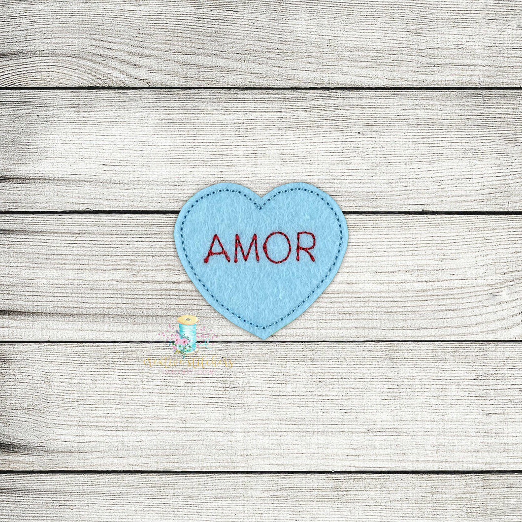 Amor Spanish Convo Heart Feltie Digital Embroidery Design File