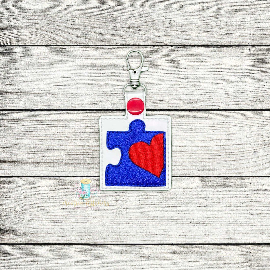 Autism Heart Snaptab Digital Embroidery Design File