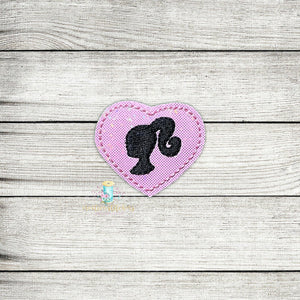 Doll Silhouette Heart Feltie Digital Embroidery Design File