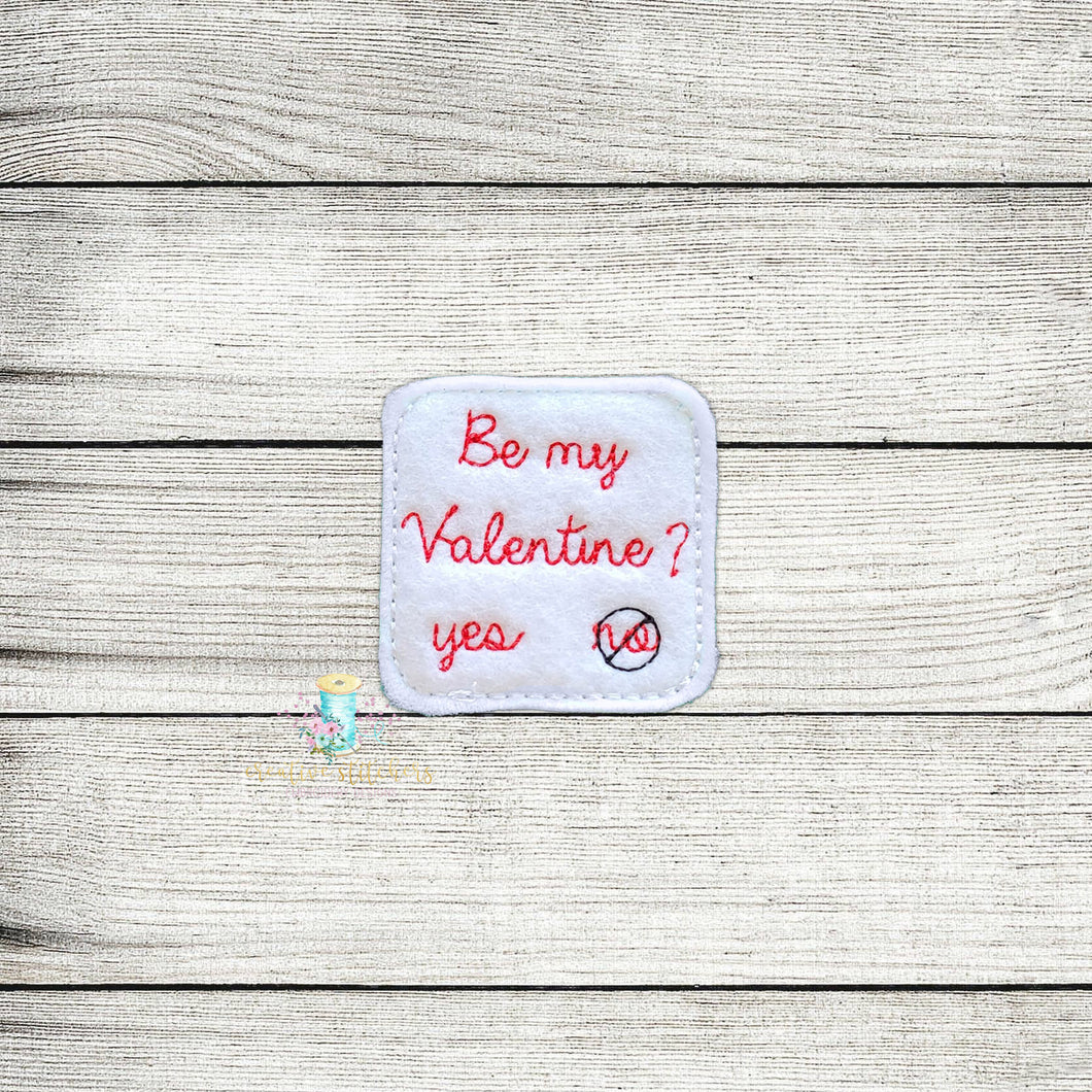 Be My Valentine Feltie Digital Embroidery Design File
