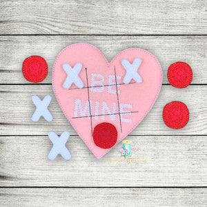 Be Mine Heart Tic Tac Toe Digital Embroidery Design File PP