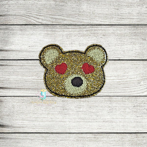 Bear Heart Eyes Feltie Digital Embroidery Design File