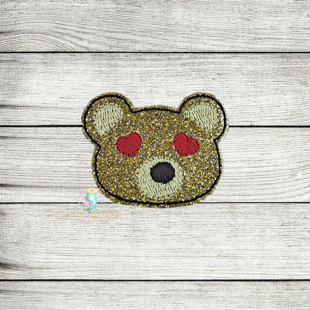 Bear Heart Eyes Feltie Digital Embroidery Design File