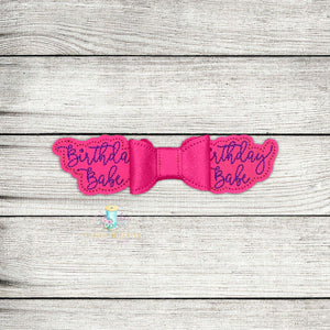 Birthday Babe Bow Digital Embroidery Design File