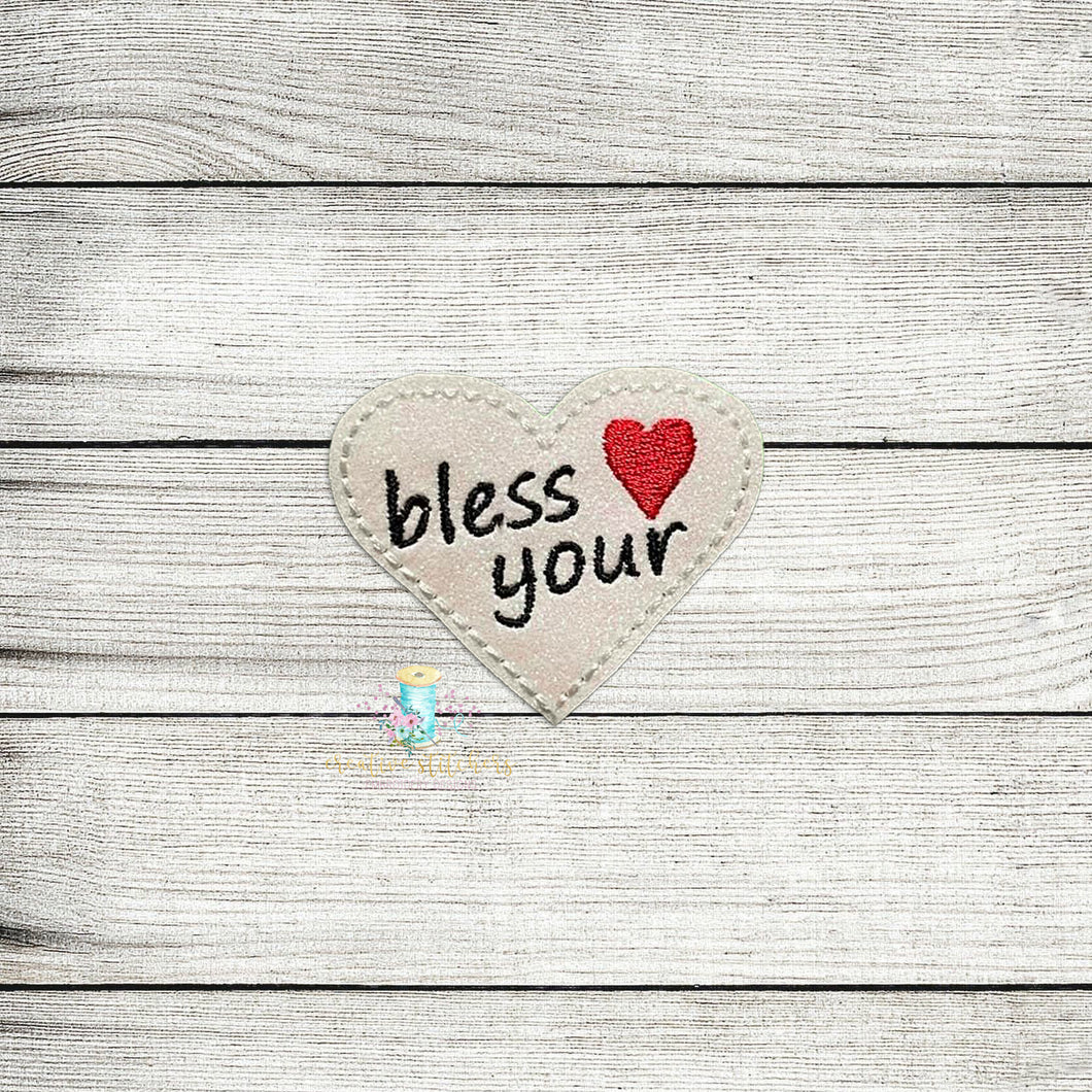 Bless Your Heart Feltie Digital Embroidery Design File