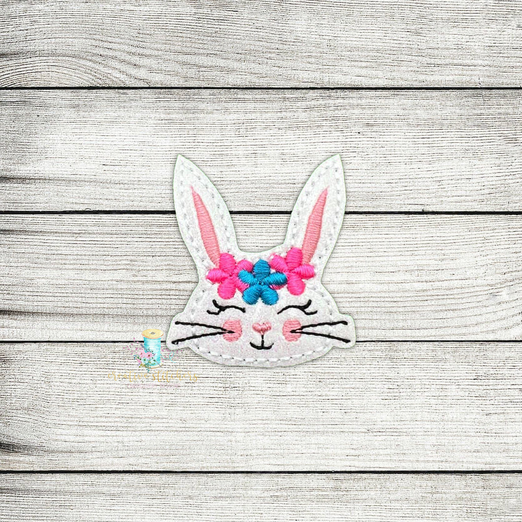 Bunny Floral Face Feltie Digital Embroidery Design File