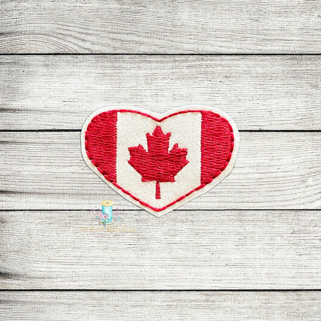 Canada Heart Feltie Digital Embroidery Design File