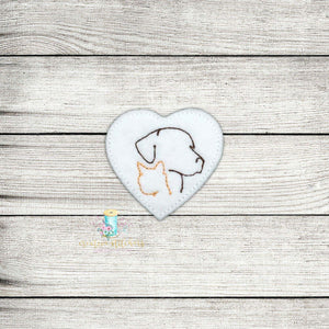 Cat and Dog Heart Digital Embroidery Design File