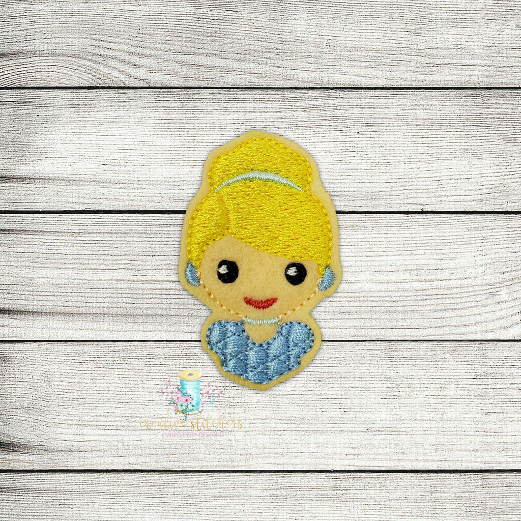 Blue Fill Princess Head Digital Embroidery Design File